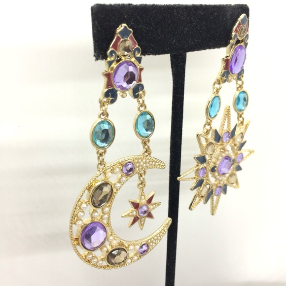 EYE CANDY LOS ANGELES CELESTIAL MOON STARS SUN MISMATCH POST BACK EARRINGS - Picture 7 of 7